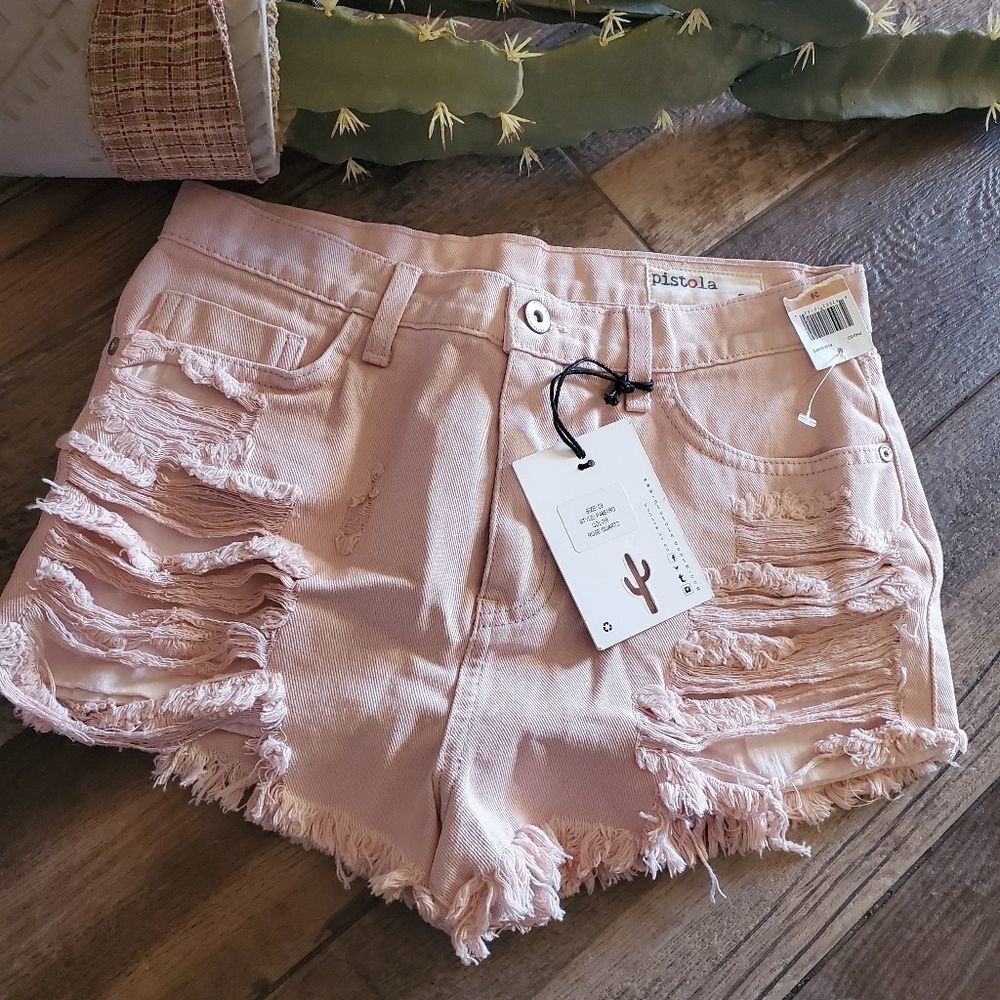 pistola distressed denim shorts